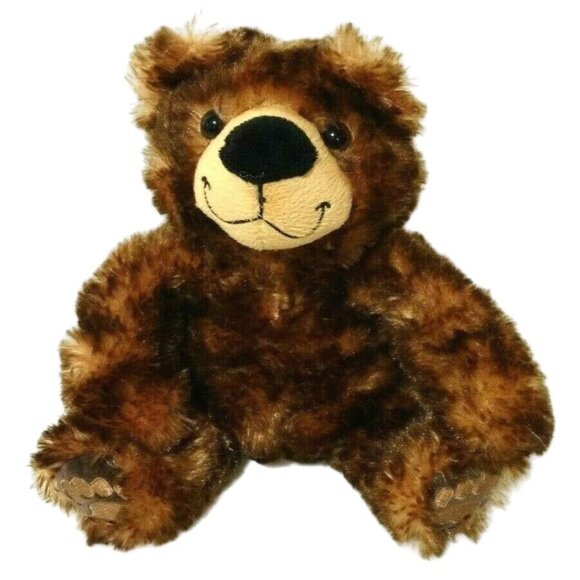The Petting Zoo Plush Teddy Bear 8" Brown Smiling Face Brindle Fuzzy Soft - Picture 1 of 5